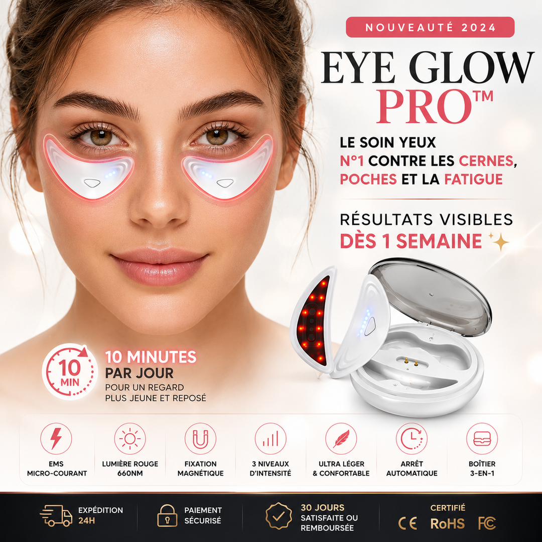 Masseur yeux EYE GLOW PRO à lumière rouge et microcourant EMS