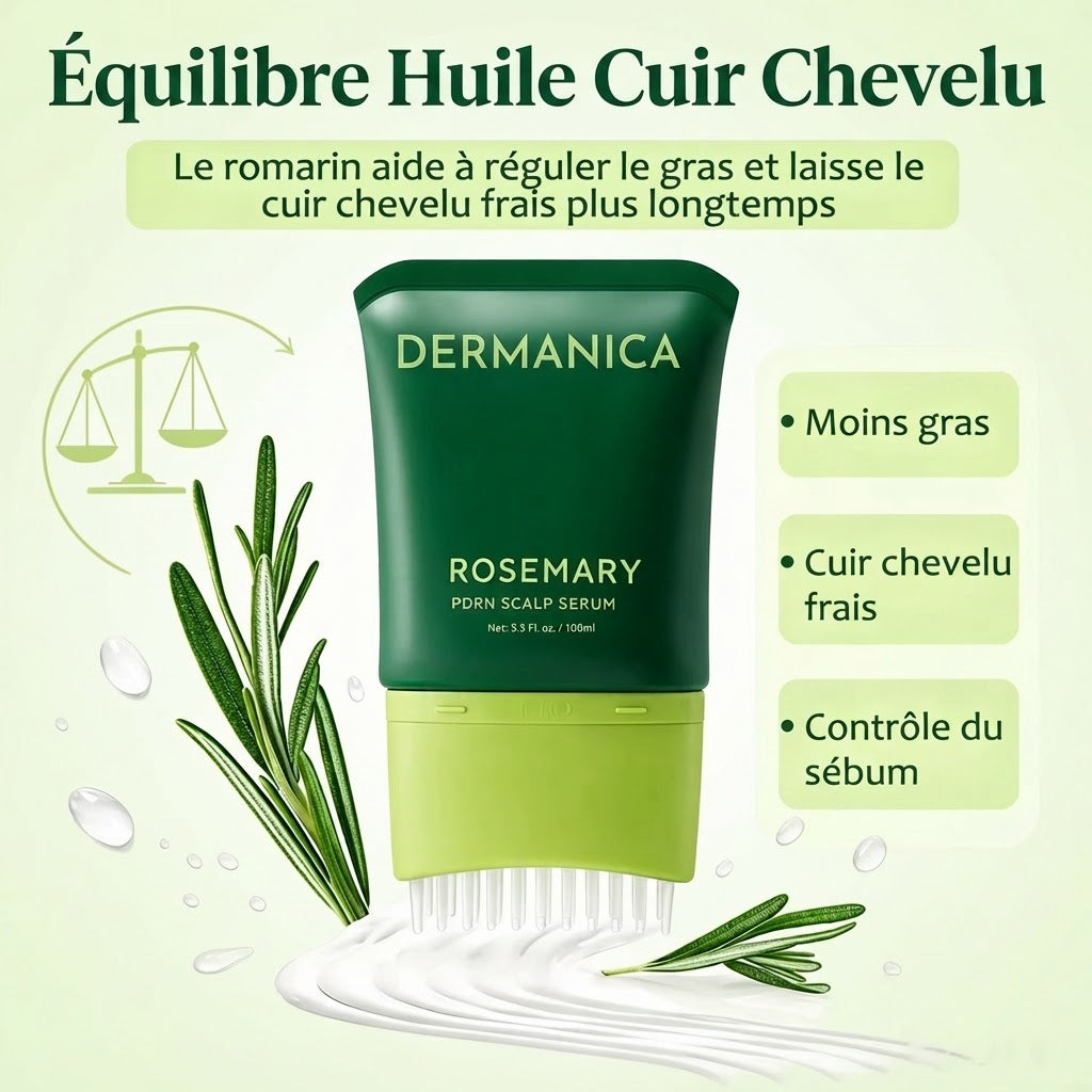 DERMANICA — Sérum Cuir Chevelu Romarin & PDRN, Peigne Applicateur Intégré 100 ml