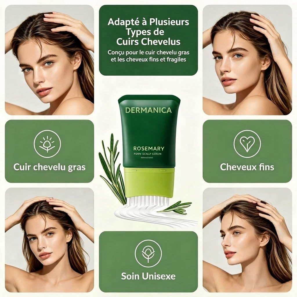 DERMANICA — Sérum Cuir Chevelu Romarin & PDRN, Peigne Applicateur Intégré 100 ml