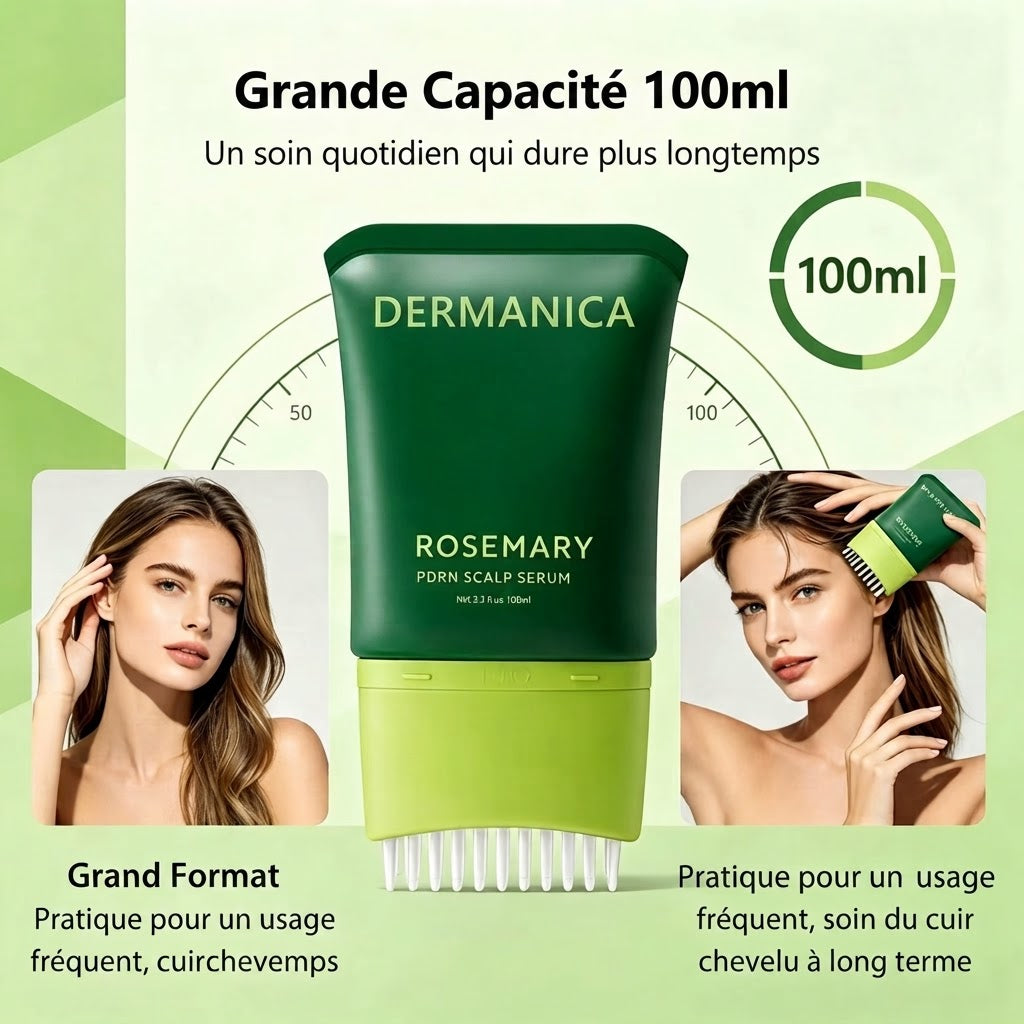 DERMANICA — Sérum Cuir Chevelu Romarin & PDRN, Peigne Applicateur Intégré 100 ml